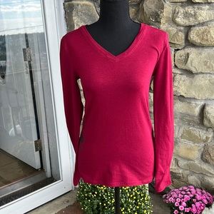 Burgundy fitted long sleeve shirt